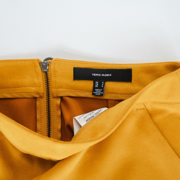 Vero Moda Mustard Yellow Mini Skirt (Faux Suede) - Picture 3 of 3